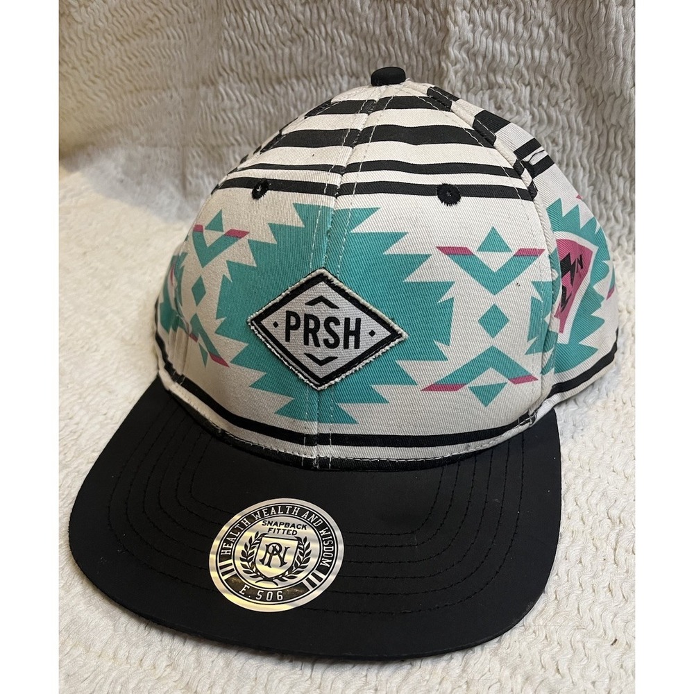Parish Nation PRSH Snapback Hat Aztec Southwest Print Flat Brim Streetwear Cap